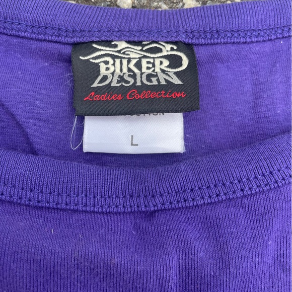 Biker Metal Y2K Vintage Purple Tank top size Large Self Bra Crop Top - Picture 5 of 5